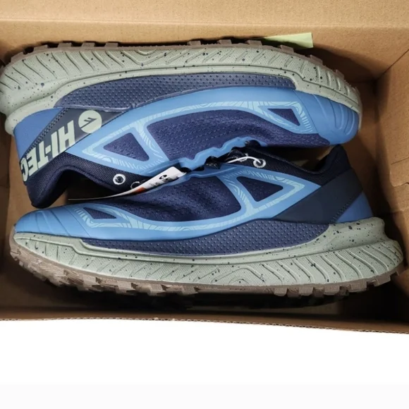 🆕Hi-Tec Men's Trail Running Athletic Shoes In Captains Blue/Seagrass/Black Iris - Picture 5 of 6